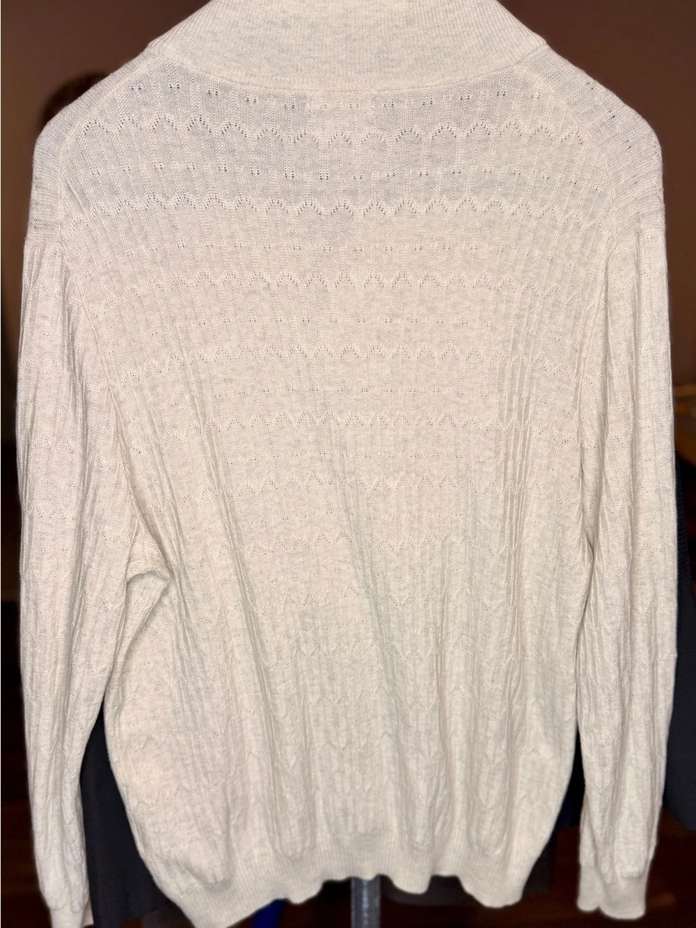 Tasso Elba Men’s Supima Cotton Cableknit Sweater - Cream with Brown Accents XL